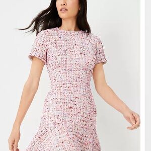 Ann Taylor Multicolored Tweed Flounce Dress. Size 8 petite NWT